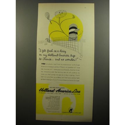 1952 Holland-America Line Cruise Ad - I felt fresh as a daisy