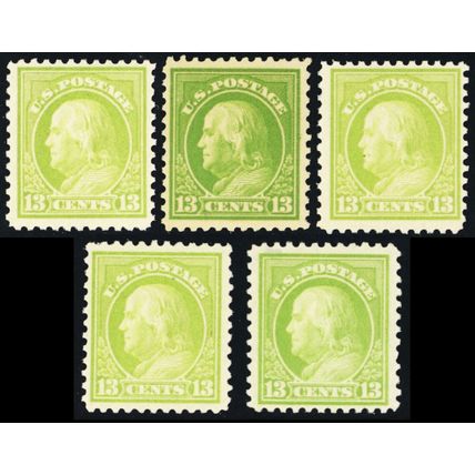 513, Mint VF NH 13¢ GROUP OF FIVE Franklin's CV $105.00 * Stuart Katz