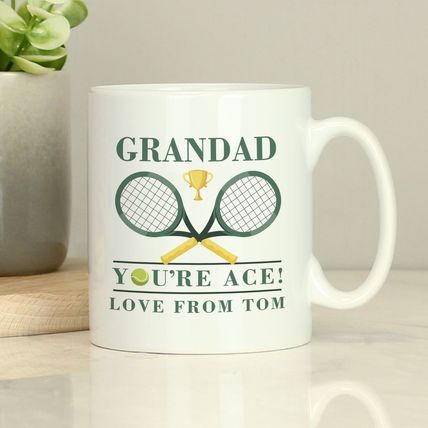 Tennis mug for grandad dad mum girlfriend boyfriend Thank you gift