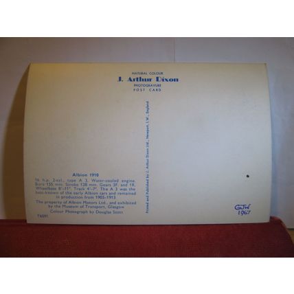 1910 ALBION, veteran car unused postcard dated 1967 J. Arthur Dixon #
