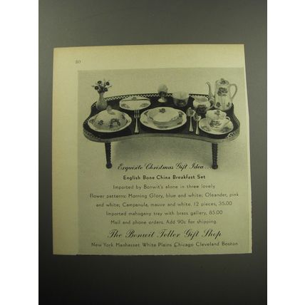 1957 Bonwit Teller English Bone China Breakfast Set Ad - Exquisite Christmas