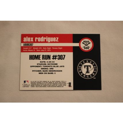Alex Rodriguez 2007 Topps ROAD TO 500 ARHR307 Home Run #307