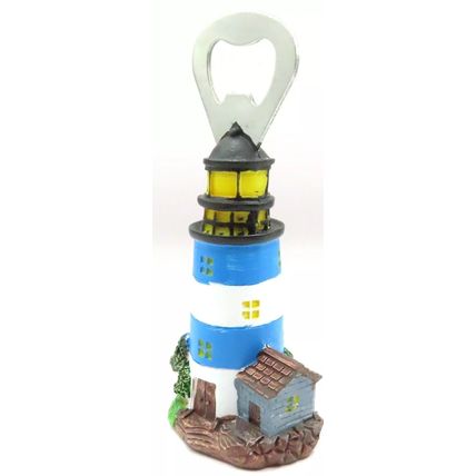Lighthouse Bottle Opener Light Blue & White Striped 9 CM Home Decor Drinks Gift
