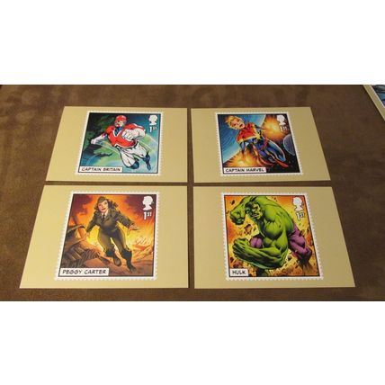 2019 GB PHQ FDC Cover Postcards - Marvel comics set & M/S super heroes