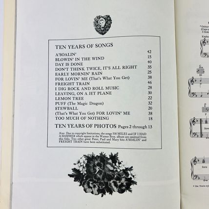 Best of Peter Paul & Mary Ten Years Together Song Book Paperback Illustrated