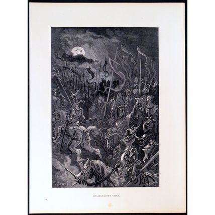 CHARLEMAGNE’S VISION 1885 Gustave Doré - Ernest L'Épine ANTIQUE ENGRAVING