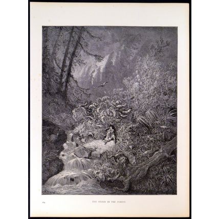 STORM IN THE FOREST 1885 Gustave Doré - Chateaubriand ANTIQUE ENGRAVING