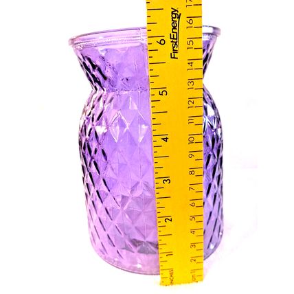 Glass Purple #1 Diamond Pattern 6" Round Flower Vase Tabletop Decor