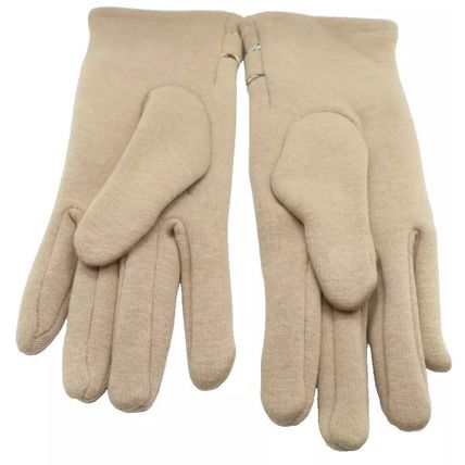 Ladies Gloves Cream with Button Detail 23.5 CM Clothing Accessory Warm Hands