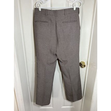 Checked High Rise Slim Wide Leg Crop Pants Brown/Grey/Navy Tones Damaged* Fabric