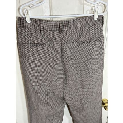 Checked High Rise Slim Wide Leg Crop Pants Brown/Grey/Navy Tones Damaged* Fabric