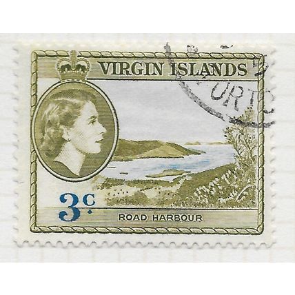 VIRGIN ISLANDS BRITISH 1956 QE2 ROAD HARBOUR VIEW USED SG152