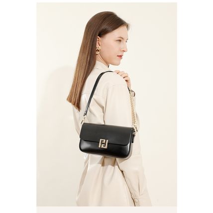 Genuine Leather Women Shoulder Bag Crossbody Handbag Black
