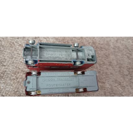 2 toy london routemaster buses by dinky toys and corgi