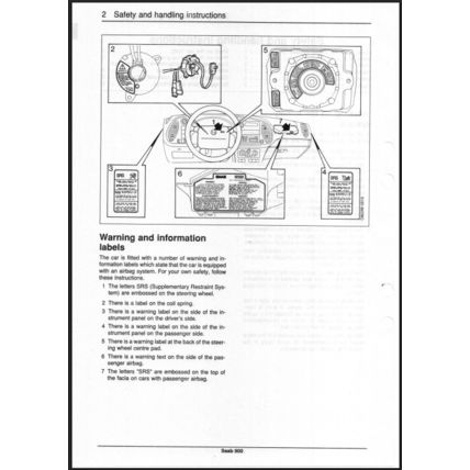 Saab 900 Airbag Workshop Manual 1994 199321052 PDF