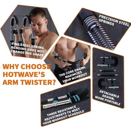 HOTWAVE Twister Arm Exerciser,Adjustable Spring Workout Bar, Forearm Triceps Che