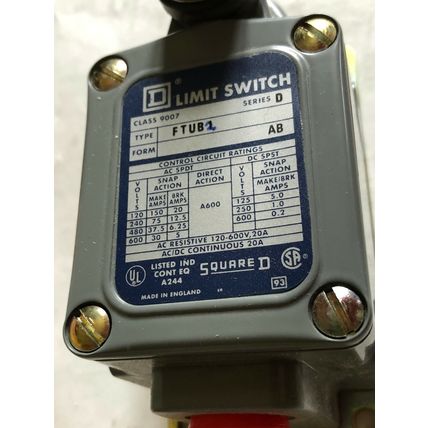 NEW SQUARE D 9007 FTUB 2 SCHNEIDER LIMIT SWITCH 9007 FTUB 12AMP T+FT +OPTIONS,AY