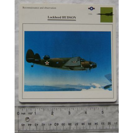 Lockheed Hudson - USA - Recon & Observation - Collectors Club Card