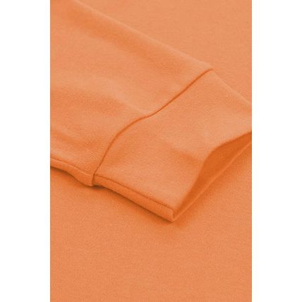 Orange Plain Crew Neck Long Sleeve Top