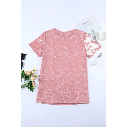 Pink Tie Dye Color Bleached Short Sleeve T Shirt