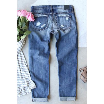 Sky Blue Glitter Clover Patch Plaid Insert Distressed Jeans