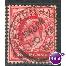 GB stamps 1902-10 KEV11 - 1d SG219 Beckenham 42