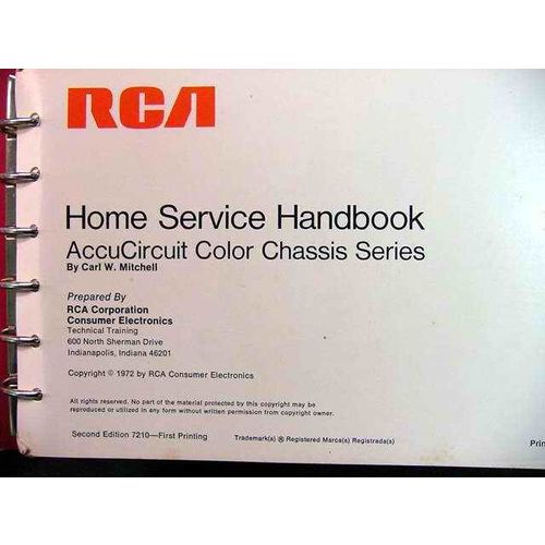 rca home service accucircuit color chassis tv television manual book