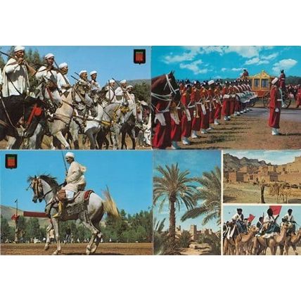Morocco Hassan Military Mounted Riders 4x Postcard s