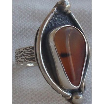 Amber glass silver ring- MT09