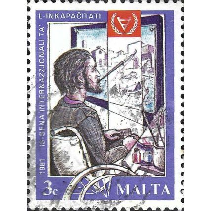 MALTA, Disabled artist, blue 1981, 3c