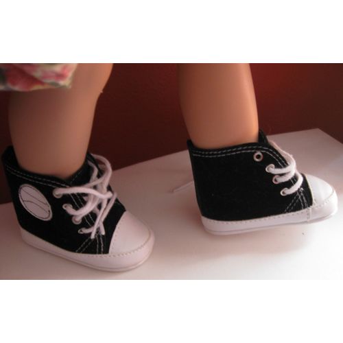 Black & White Doll Hi-Top Shoes with lace closure, Fits 18" American Girl Doll