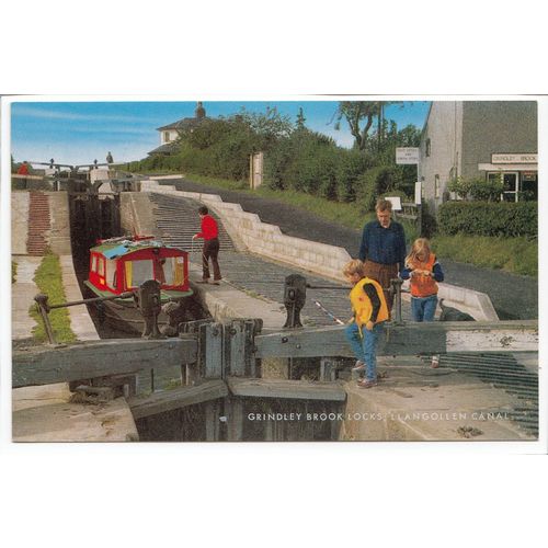 Grindley Brook Locks Llangollen Canal Postcard 0508