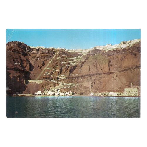 STEPS OF FIRA, SANTORIN ISLAND, GREECE used vintage postcard #