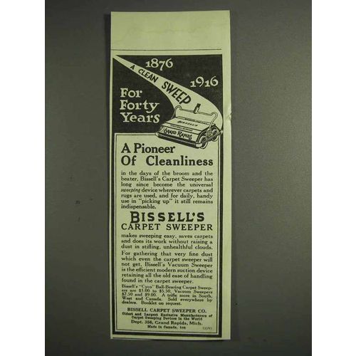 1917 Bissell's Carpet Sweeper Ad - Pioneer Cleanliness