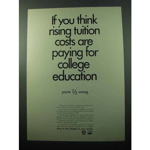 1969 Council for Financial Aid to Education Ad - Costs