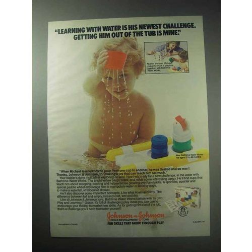 1985 Johnson & Johnson Bathtime Water Works Toy Ad