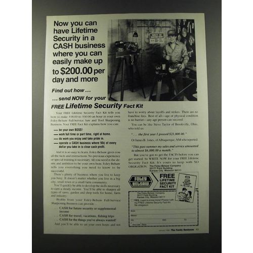 1986 Foley Belsaw Ad - Now you can have lifetime security in a cash business