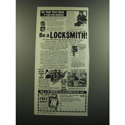 1986 Foley Belsaw Institute Locksmithing Ad - Be a Locksmith