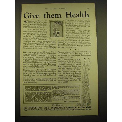 1924 Metropolitan Life Insurance Ad - Give them health