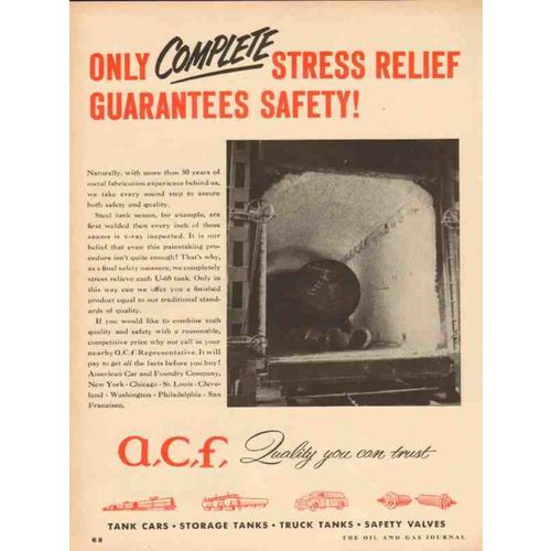 AMERICAN CAR FOUNDRY 1954 complete stress relief safety vintage ad