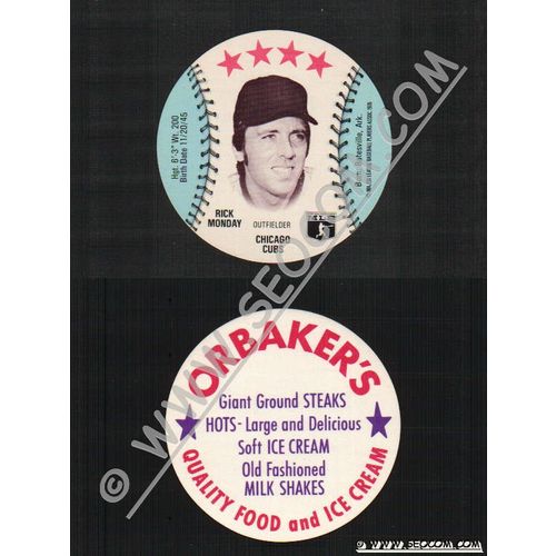 Sport Baseball Discs Name: Monday, Rick Outfielder Chicago Cubs~550