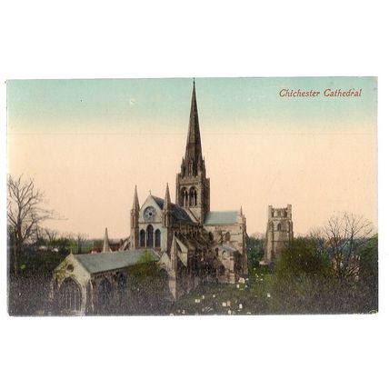 CHICHESTER CATHEDRAL, SUSSEX unused antique postcard by W H Barrett,