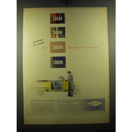 1949 Dow Saran Auto Seat Covers Ad - Gentlemen be seated!