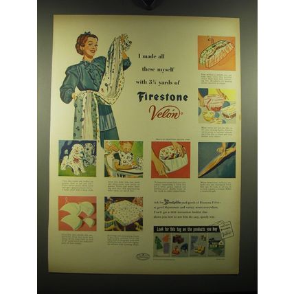 1949 Firestone Velon Ad - I made all these myself with 3 3/4 yards