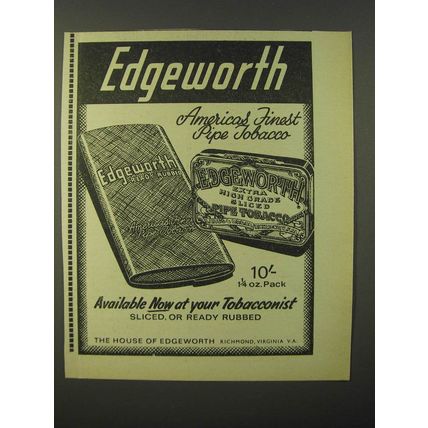 1964 Edgeworth Tobacco Ad - America's finest pipe tobacco