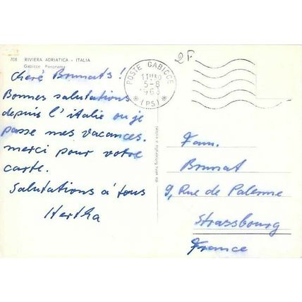 Gabicce Italy Postcard posted 1968 VGC