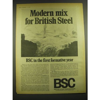 1968 BSC British Steel Corporation Ad - Modern mix for British Steel BSC