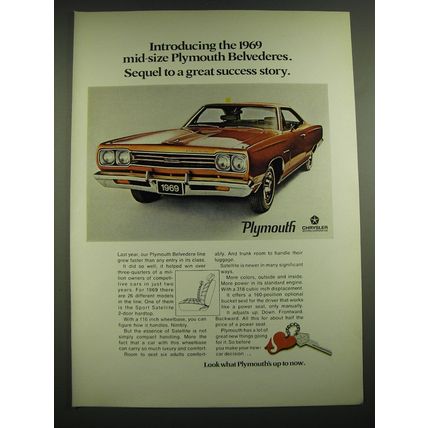 1969 Plymouth Belvedere Ad - Introducing the 1969 mid-size Plymouth Belvederes.