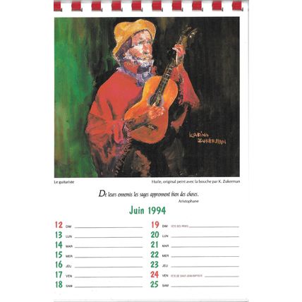Calendrier Artistique 1994 Peinture d'Handicapé