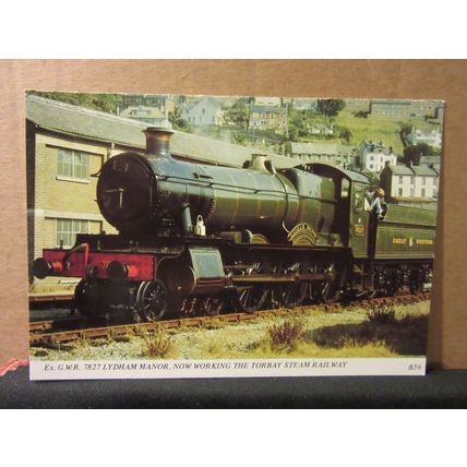 LYDHAM MANOR STEAM ENGINE, at The TORBAY STEAM RAILWAY, DEVON unused postcard =